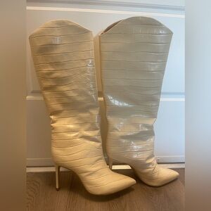 Crocodile-Embossed Leather Boot